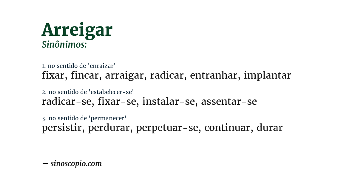 Sinônimo de arreigar
