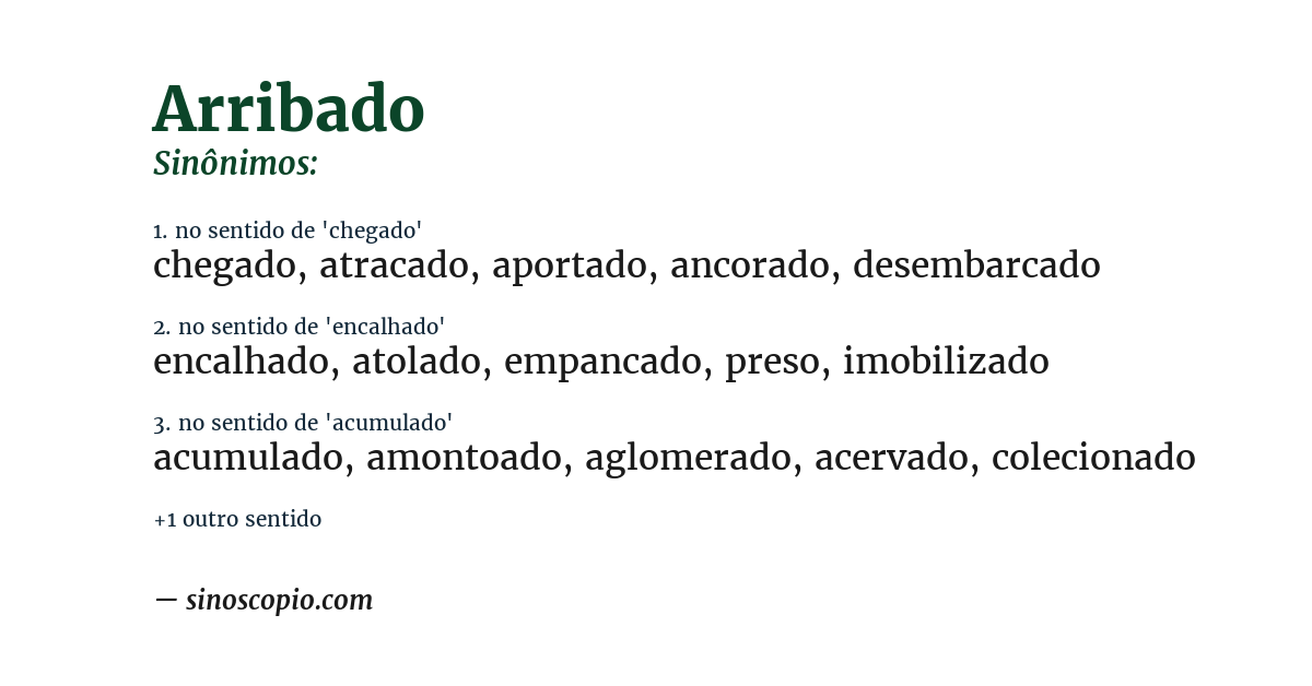 Sinônimo de arribado