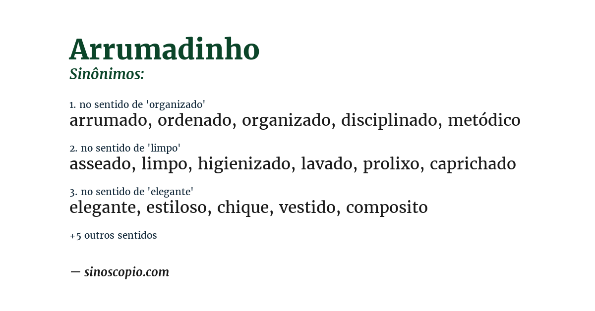 Sinônimo de arrumadinho