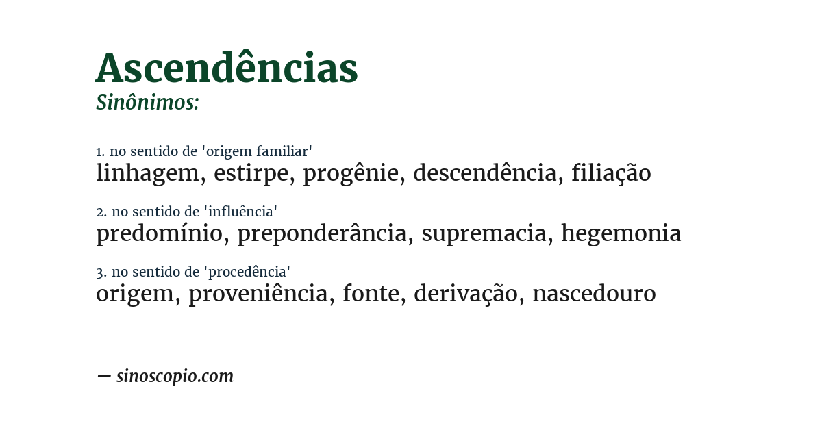 Sinônimo de ascendências