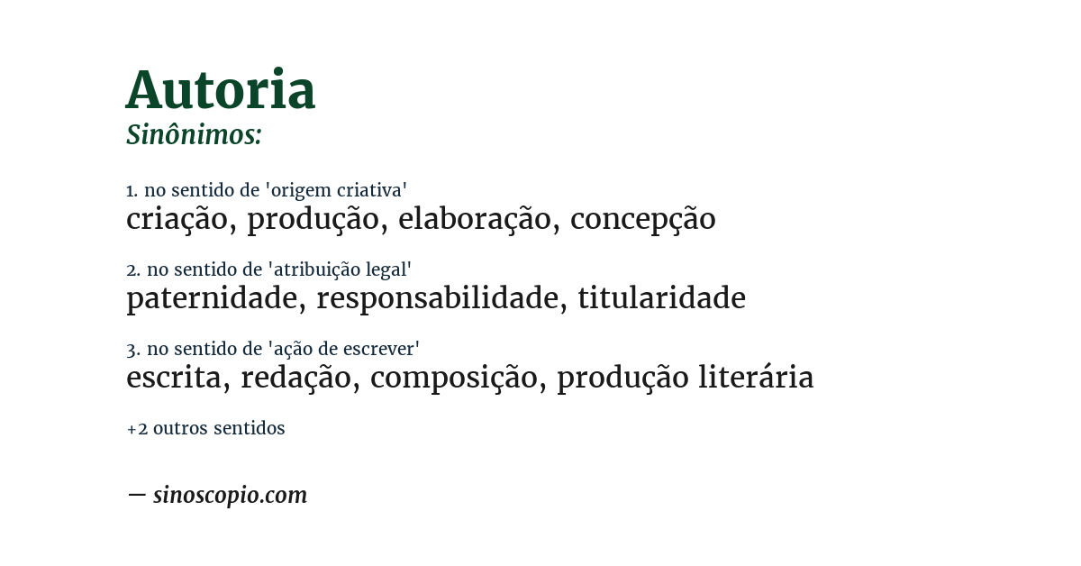 Sinônimo de autoria