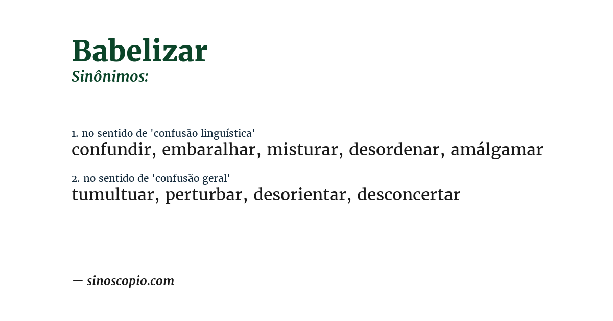 Sinônimo de babelizar