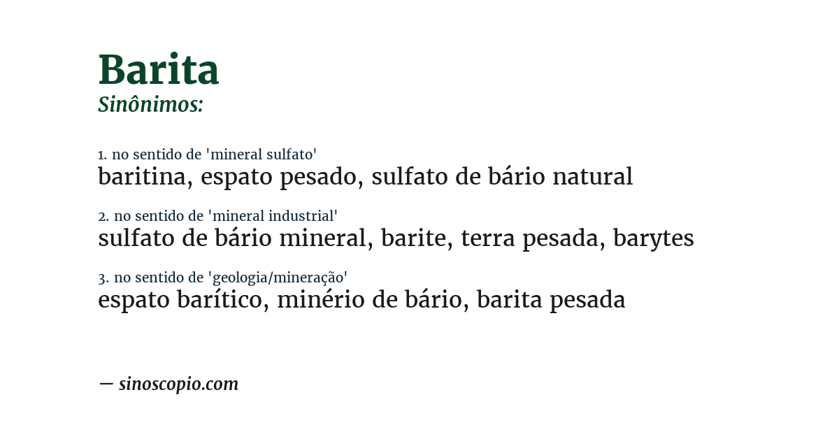 Sinônimo de barita