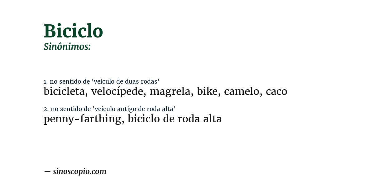 Sinônimo de biciclo