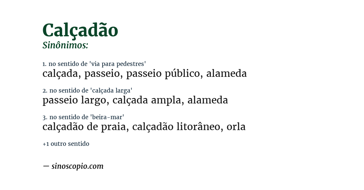 Sinônimo de calçadão
