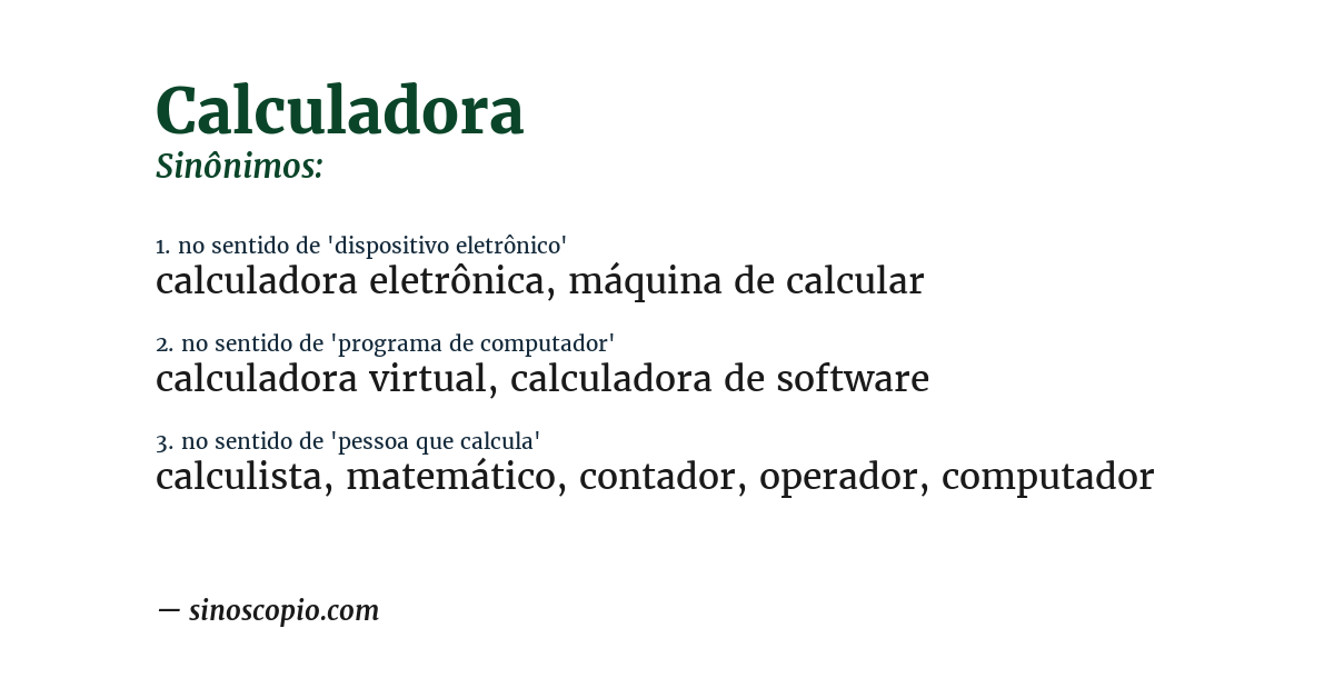 Sinônimo de calculadora
