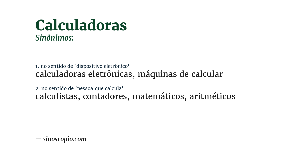 Sinônimo de calculadoras