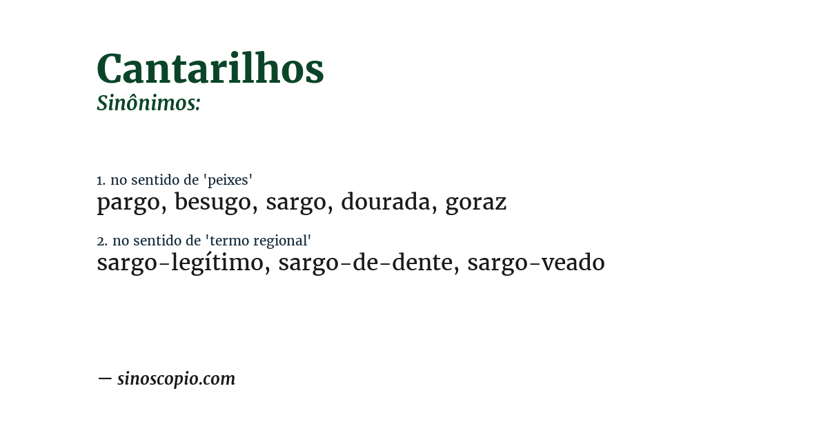 Sinônimo de cantarilhos
