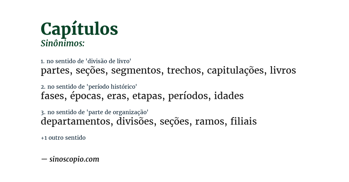 Sinônimo de capítulos