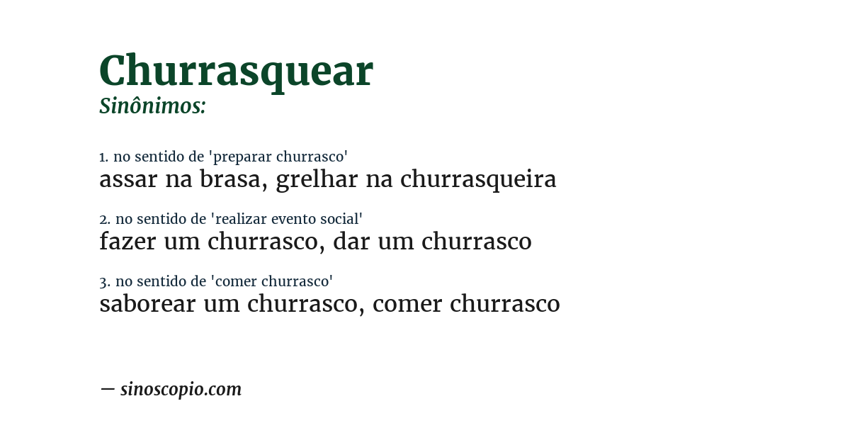 Sinônimo de churrasquear