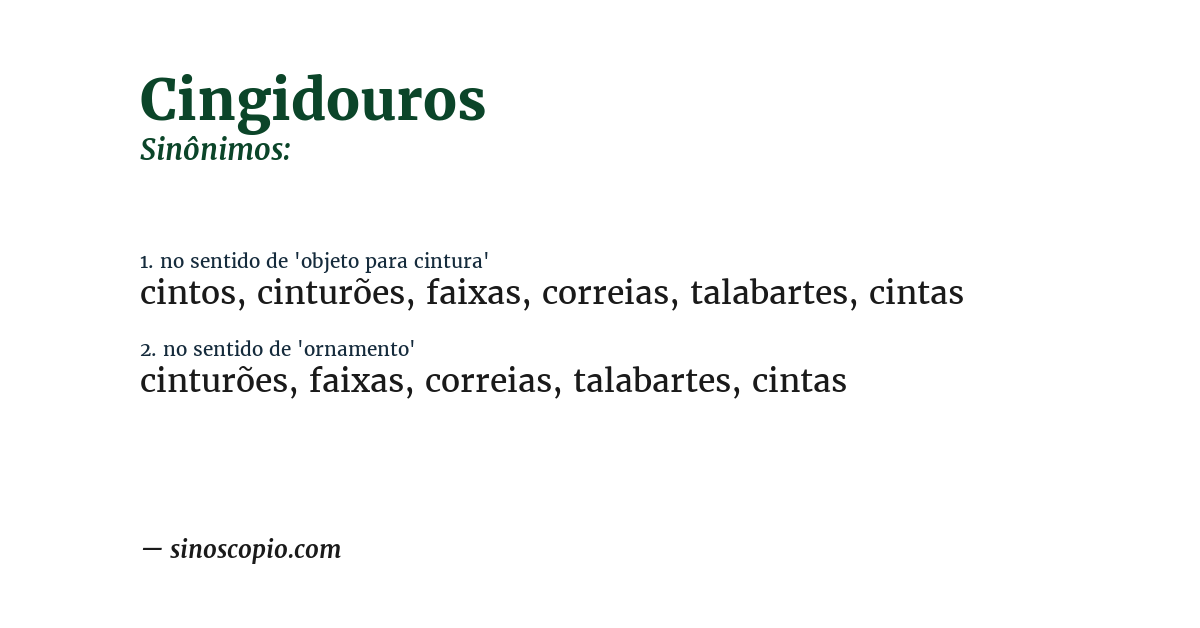 Sinônimo de cingidouros