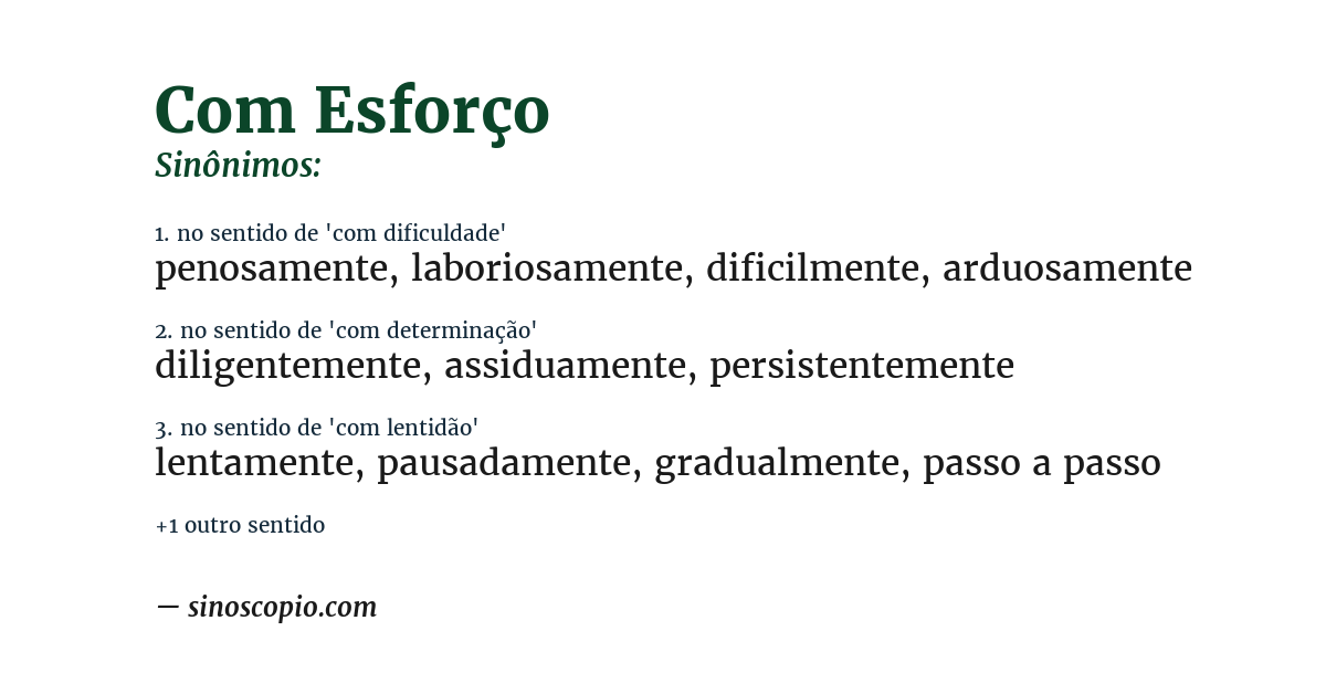 Sinônimo de com esforço