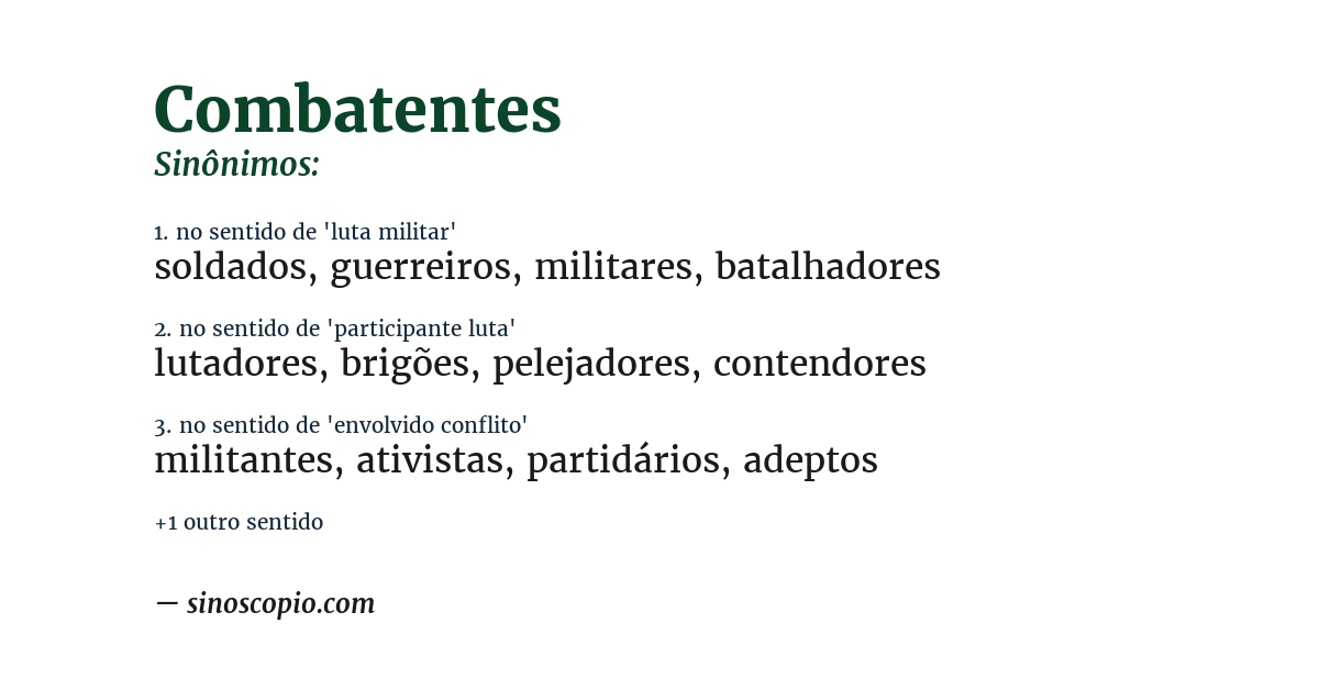 Sinônimo de combatentes