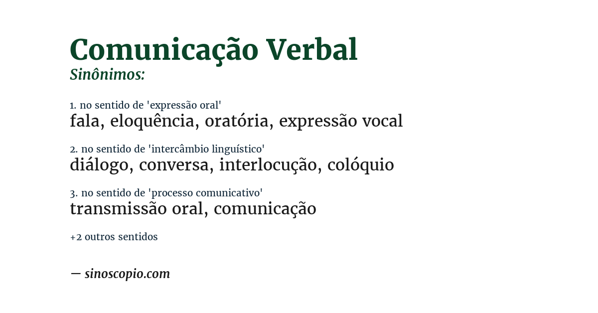 Sinônimo de comunicação verbal