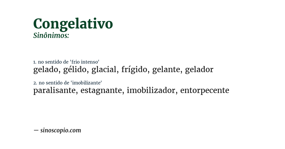 Sinônimo de congelativo
