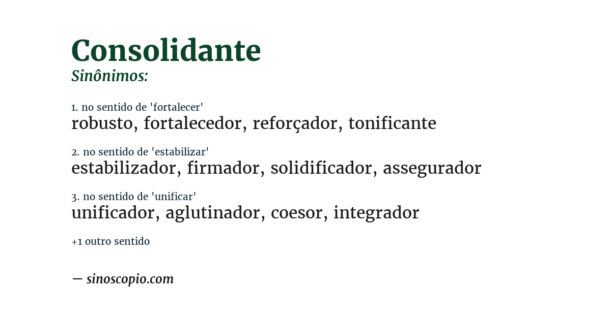 Sinônimo de consolidante