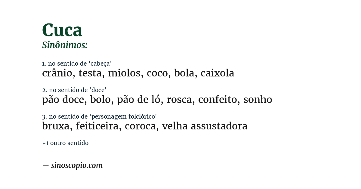 Sinônimo de cuca