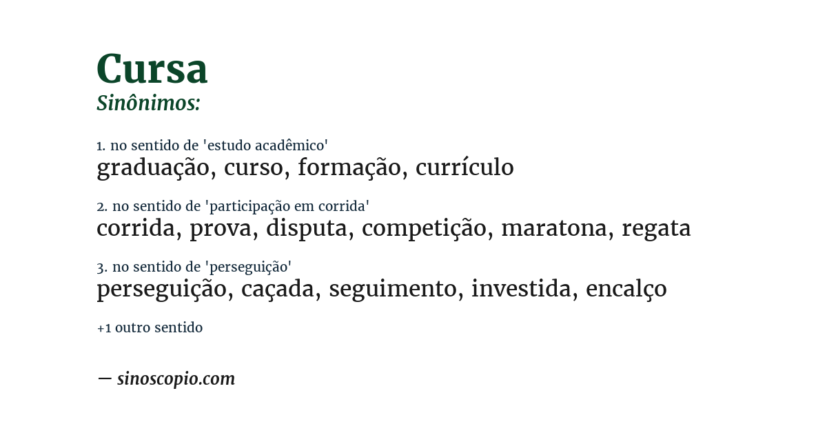 Sinônimo de cursa