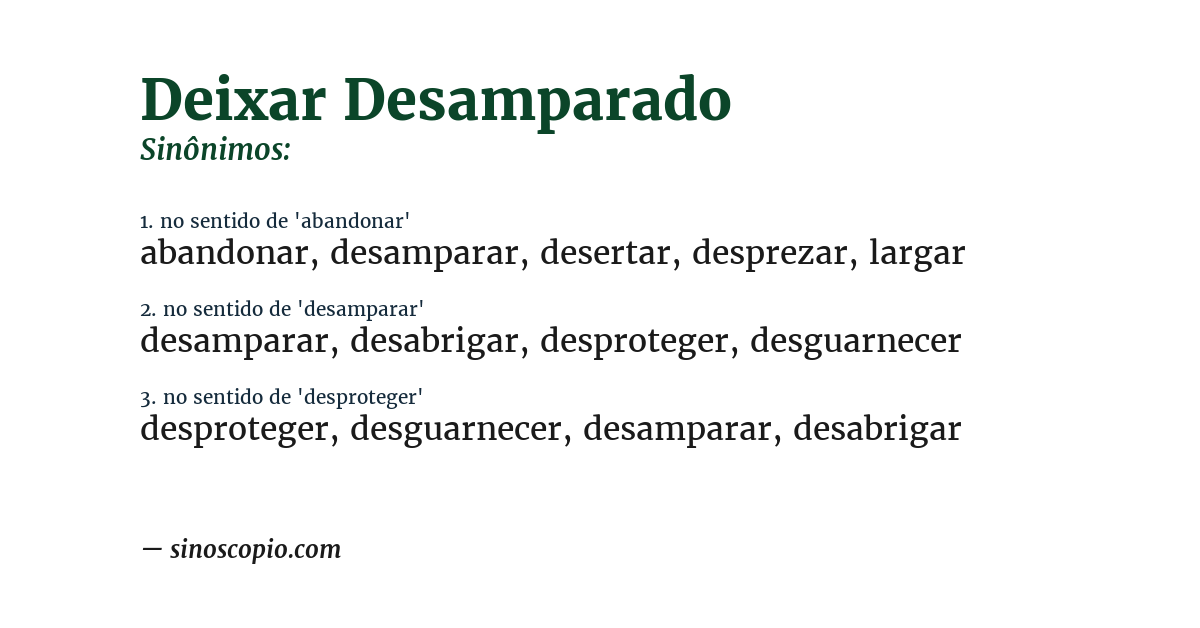 Sinônimo de deixar desamparado
