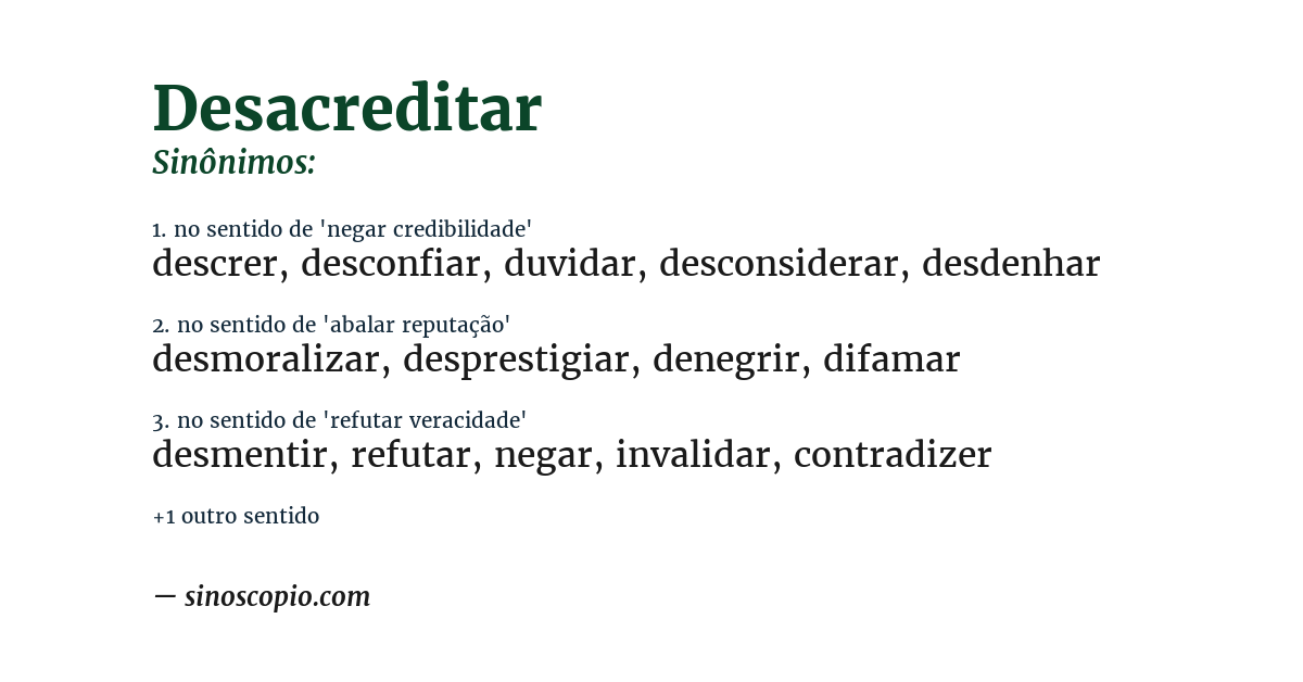 Sinônimo de desacreditar