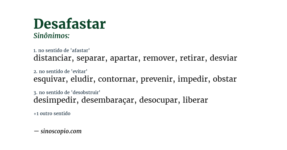 Sinônimo de desafastar