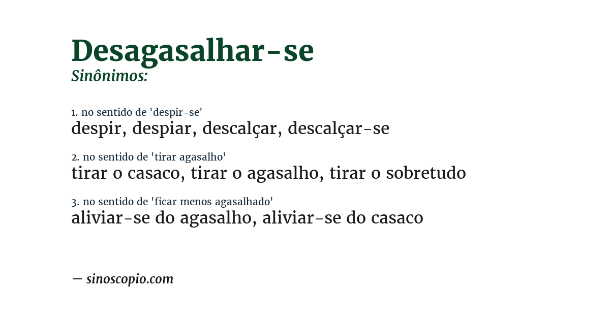Sinônimo de desagasalhar-se