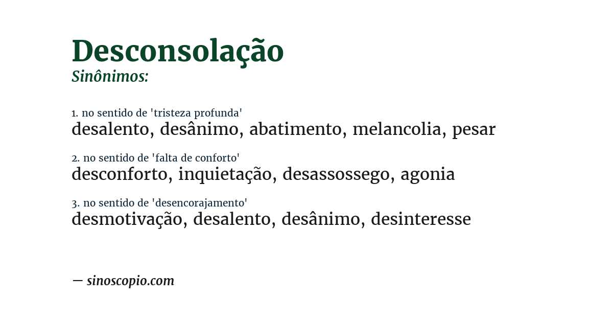 Sinônimo de desconsolação