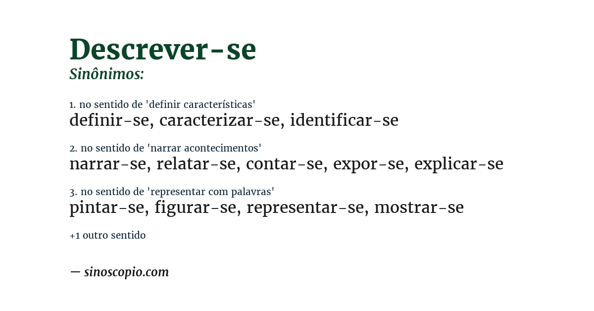 Sinônimo de descrever-se