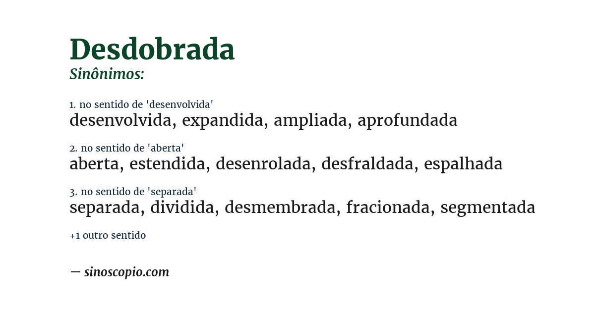 Sinônimo de desdobrada