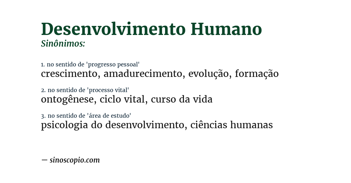 Sinônimo de desenvolvimento humano
