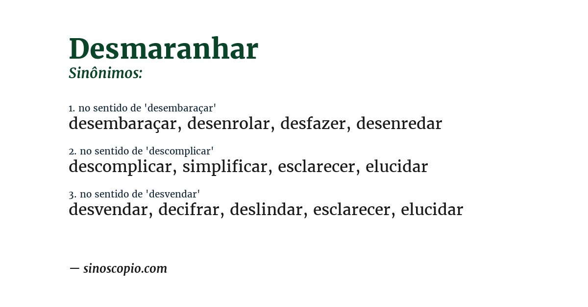 Sinônimo de desmaranhar