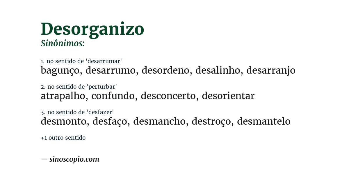 Sinônimo de desorganizo