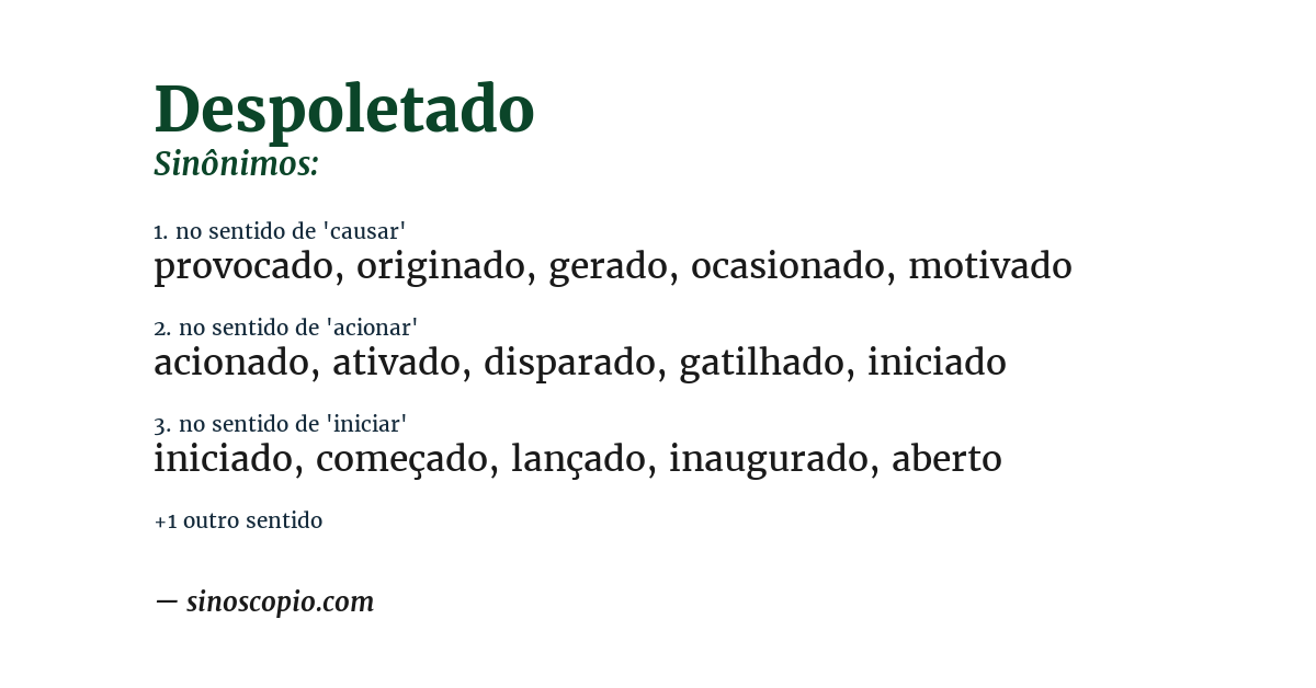 Sinônimo de despoletado