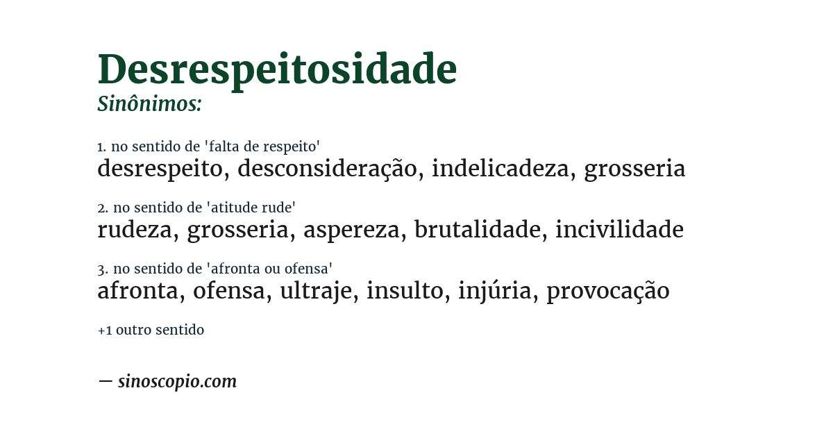 Sinônimo de desrespeitosidade