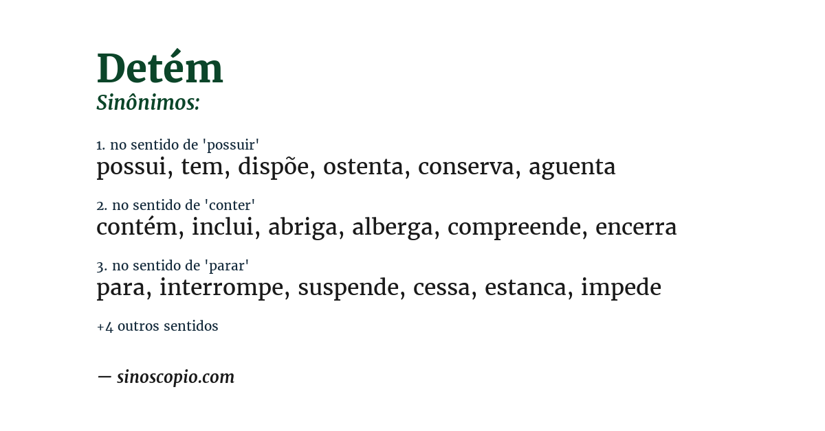 Sinônimo de detém