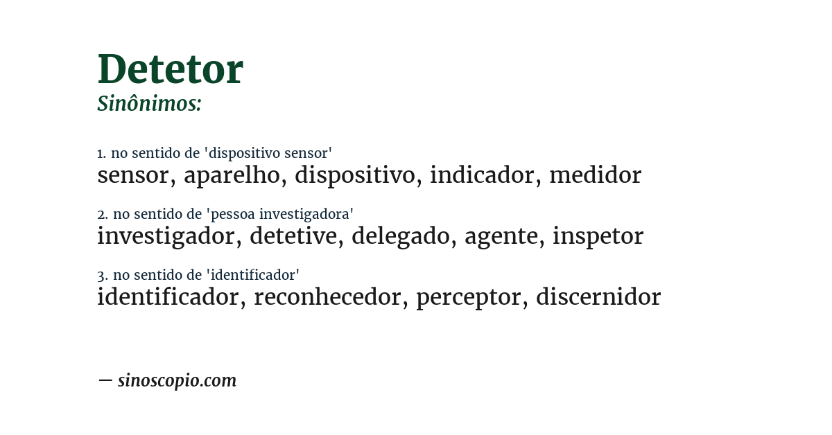Sinônimo de detetor