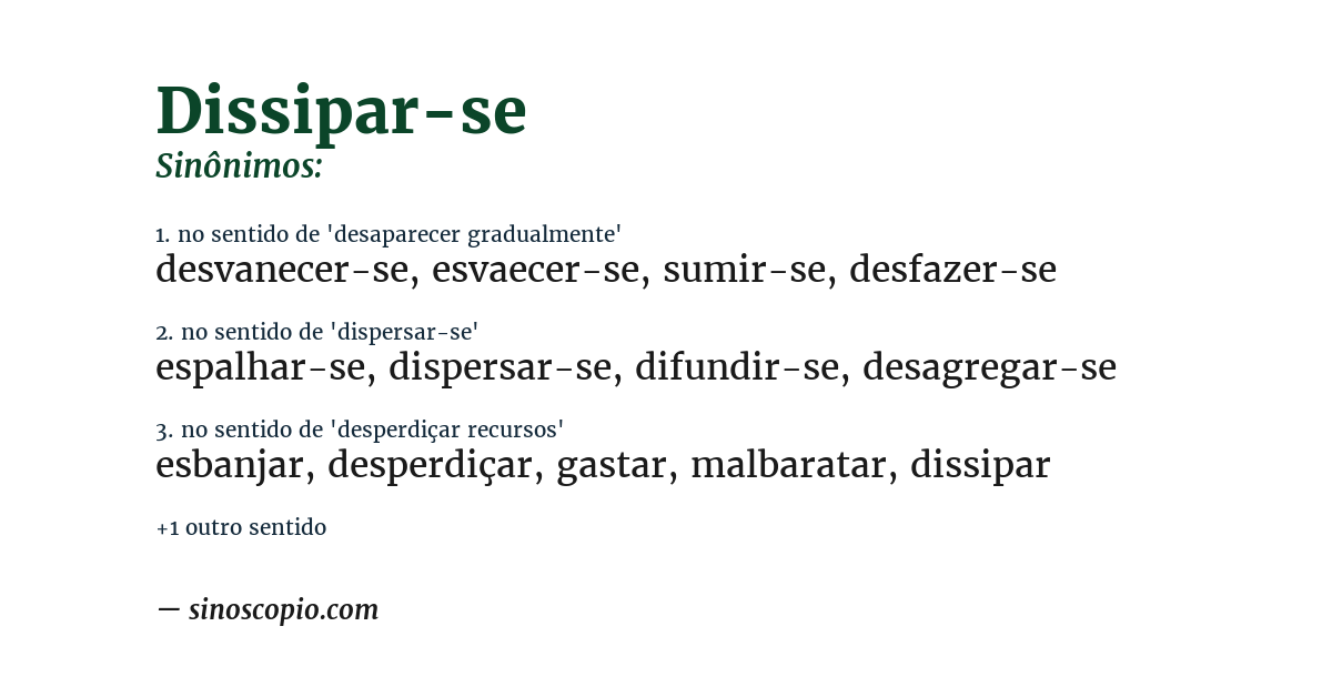 Sinônimo de dissipar-se