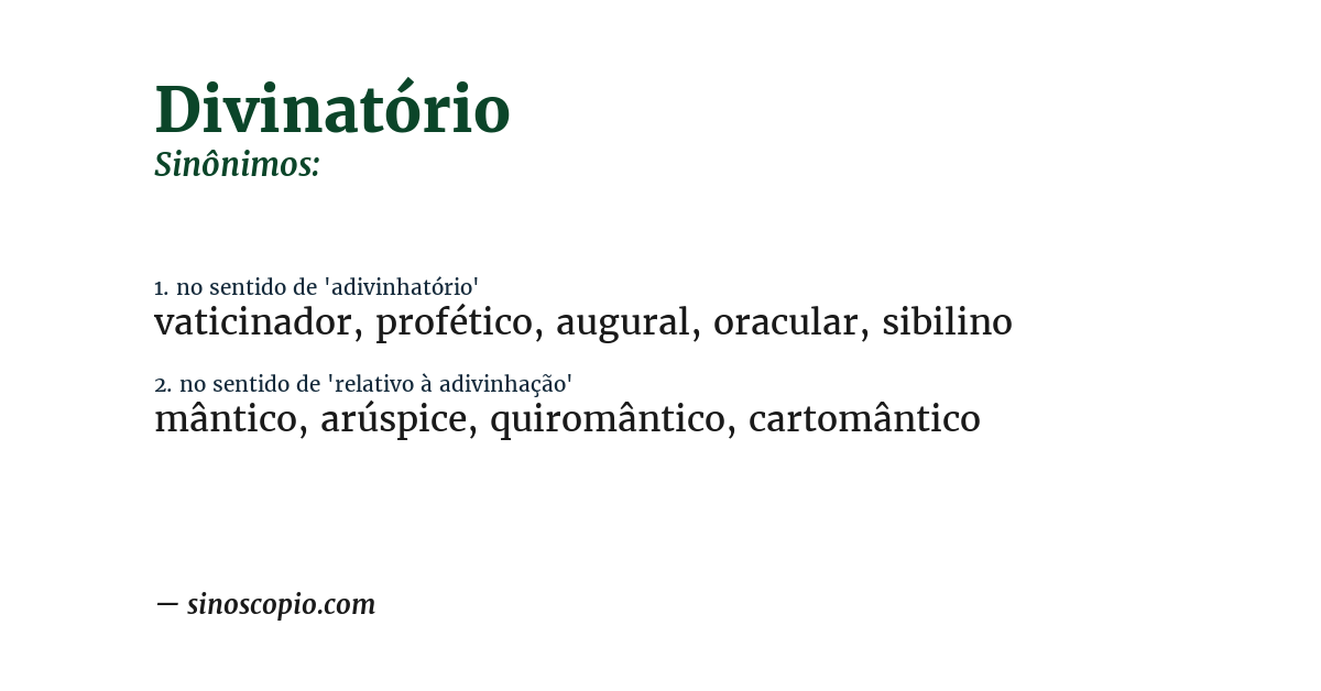Sinônimo de divinatório