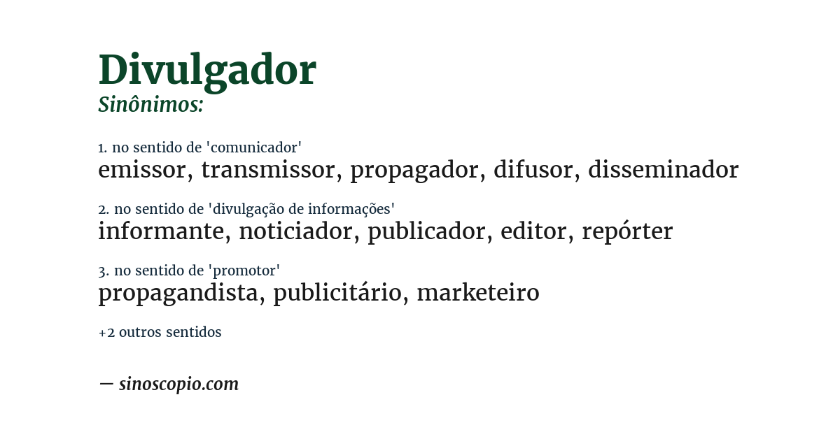 Sinônimo de divulgador