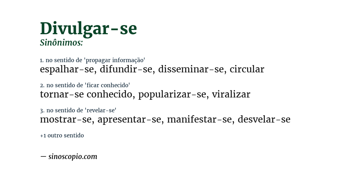 Sinônimo de divulgar-se