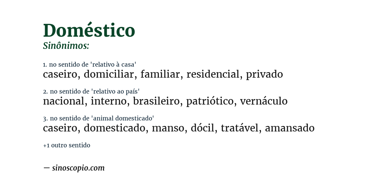 Sinônimo de doméstico