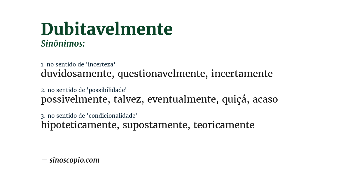 Sinônimo de dubitavelmente