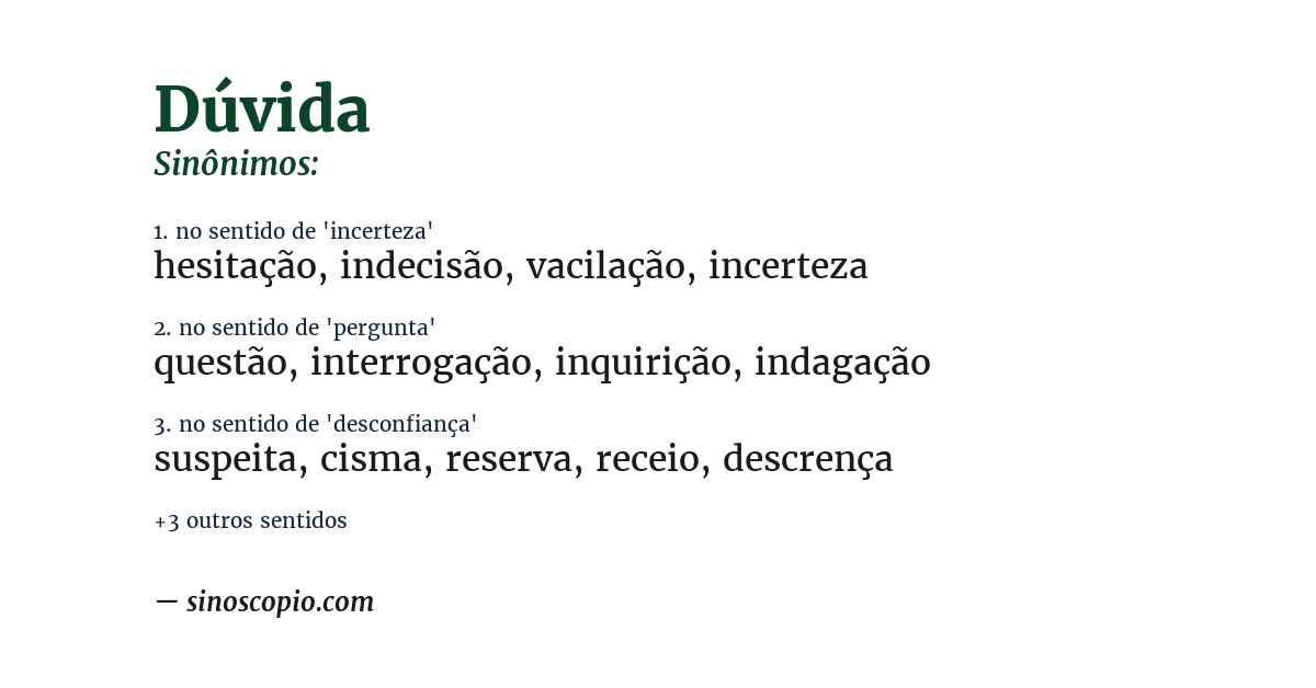 Sinônimo de dúvida