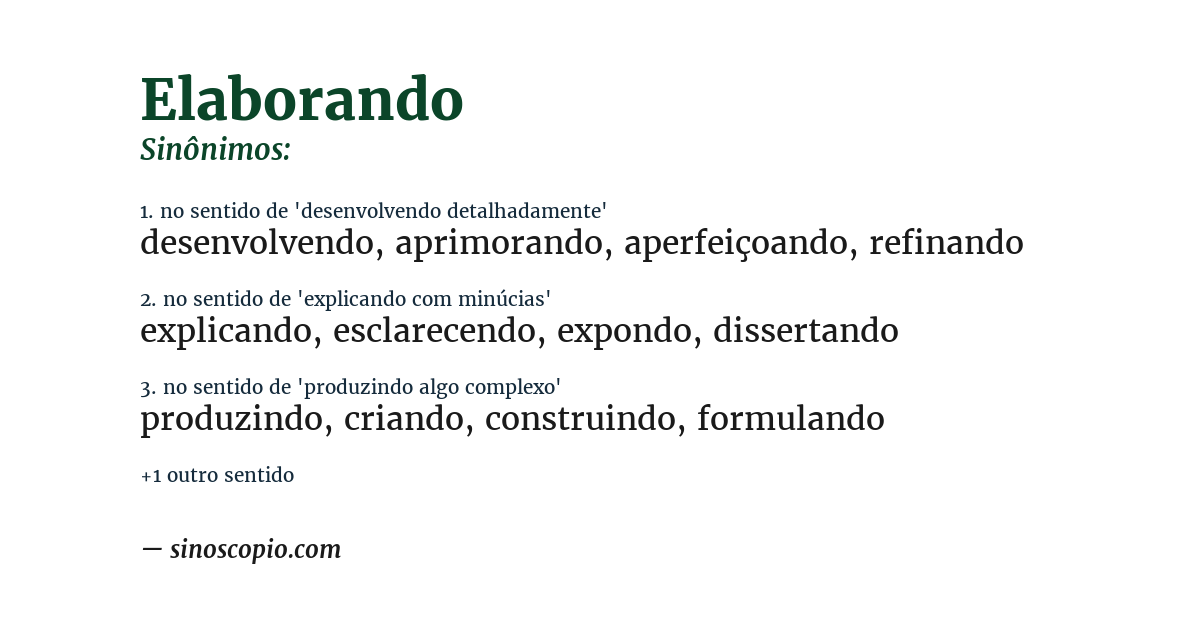 Sinônimo de elaborando