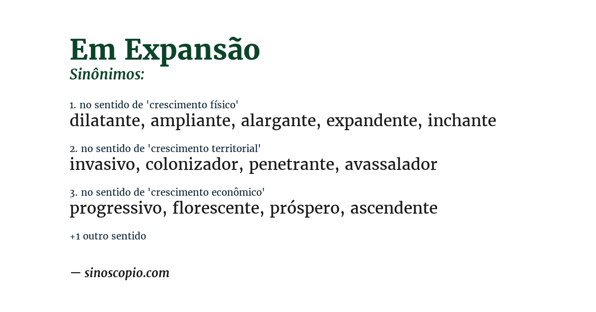 Sinônimo de em expansão