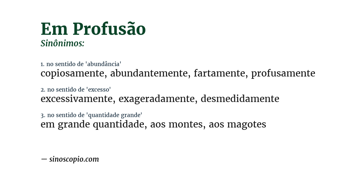 Sinônimo de em profusão