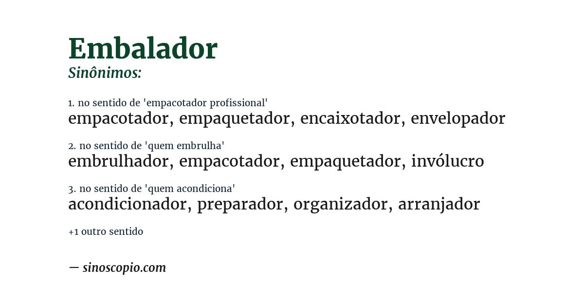 Sinônimo de embalador