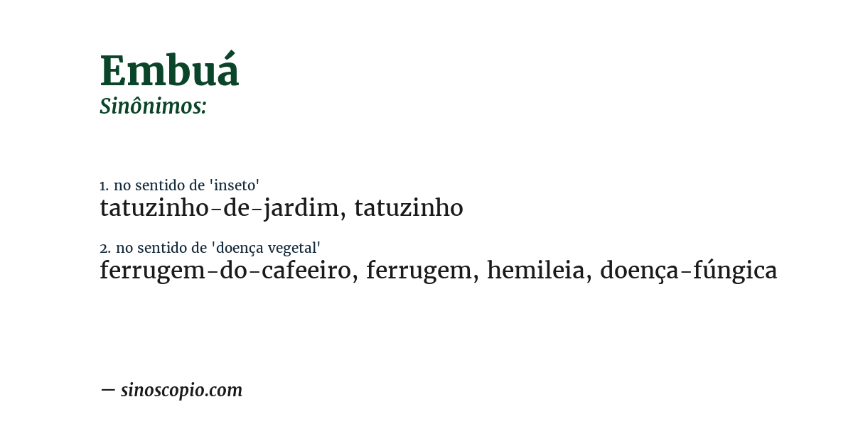 Sinônimo de embuá