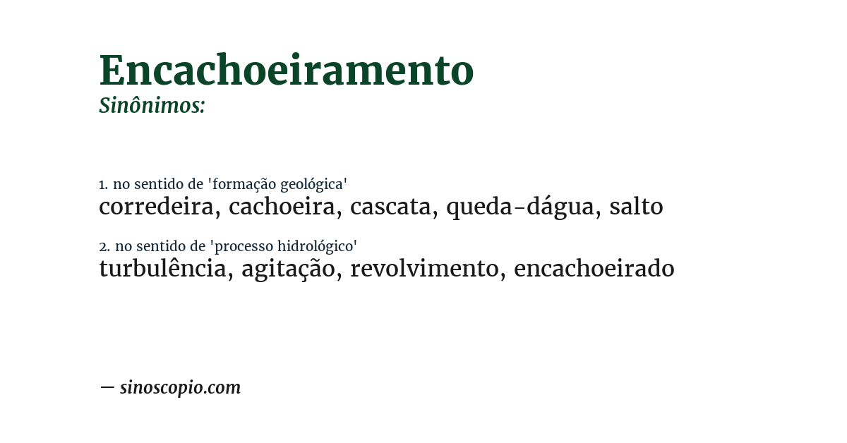 Sinônimo de encachoeiramento