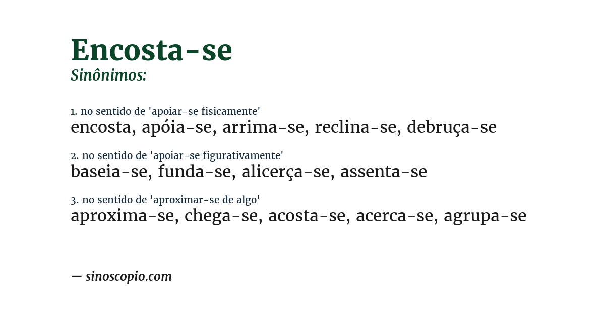 Sinônimo de encosta-se
